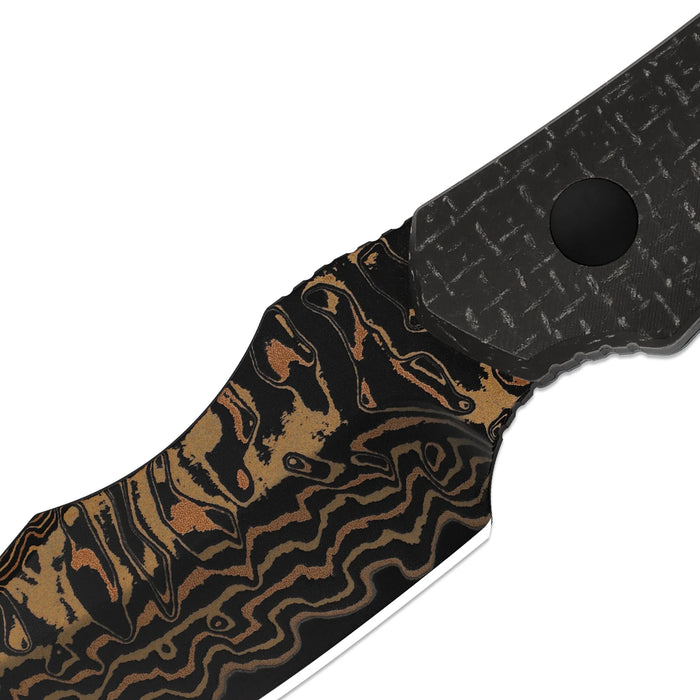 Kizer 1122A2 Bone (Copper Damascus, Drop Point, Acid-Washed, Micarta) Fixed Blade Knife