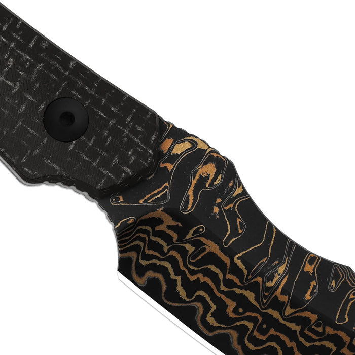 Kizer 1122A2 Bone (Copper Damascus, Drop Point, Acid-Washed, Micarta) Fixed Blade Knife