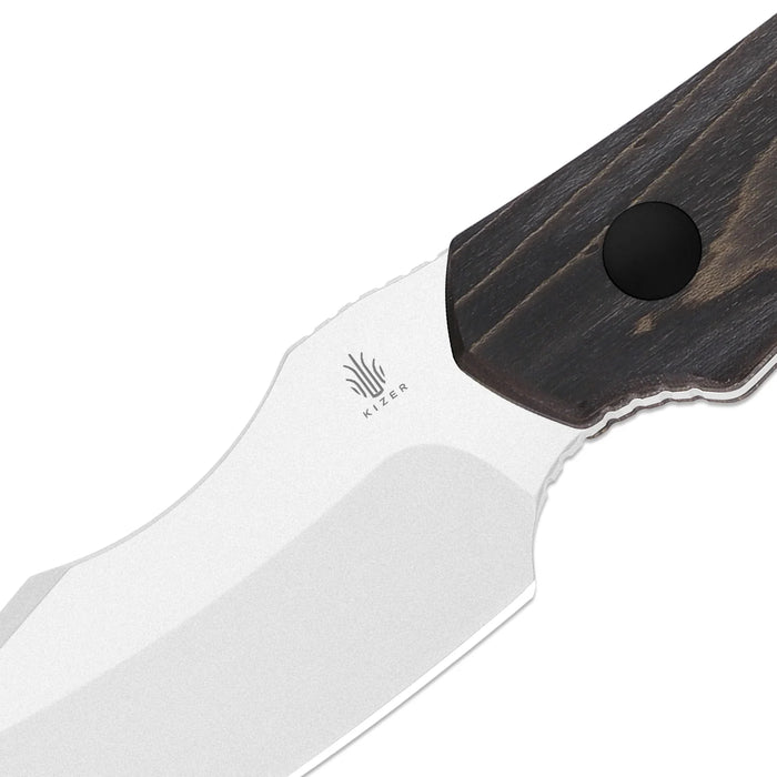 Kizer 1122A4 Bone (AEB-L, Drop Point, Stonewashed, Stabilized Wood) Fixed Blade Knife