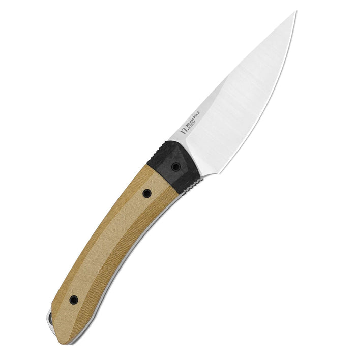 Kizer 1124A2 Momo Fix 3 (S35VN, Drop Point, Satin, Micarta/Carbon Fiber) Fixed Blade Knife