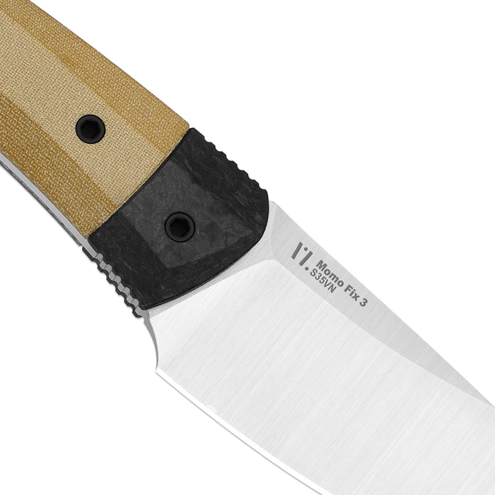Kizer 1124A2 Momo Fix 3 (S35VN, Drop Point, Satin, Micarta/Carbon Fiber) Fixed Blade Knife