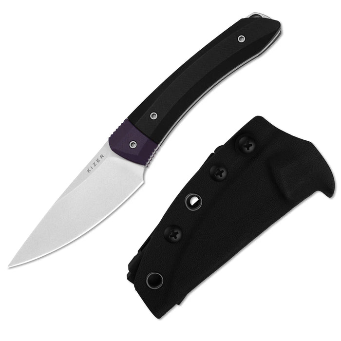 Kizer 1124A3 Momo Fix 3 (AEB-L, Drop Point, Stonewashed, G10) Fixed Blade Knife