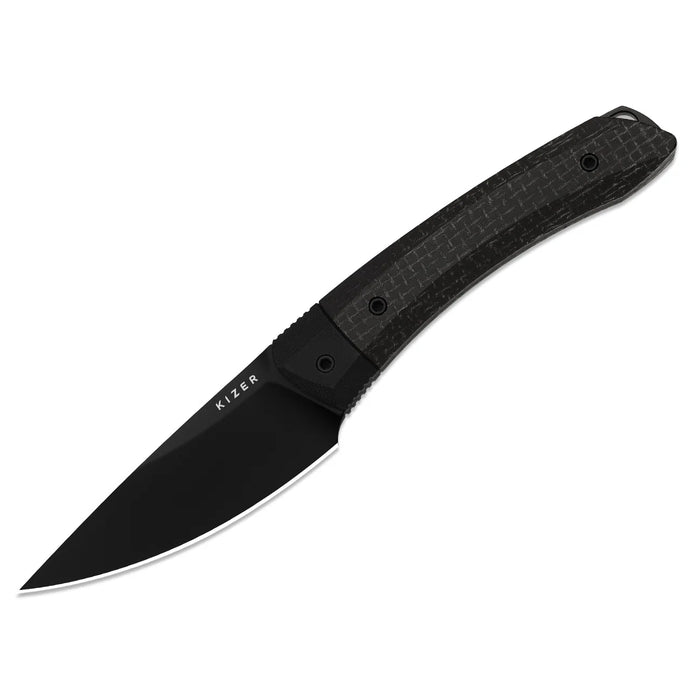 Kizer 1124A4 Momo Fix 3 (AEB-L, Drop Point, Black PVD Coating, Micarta & G10) Fixed Blade Knife