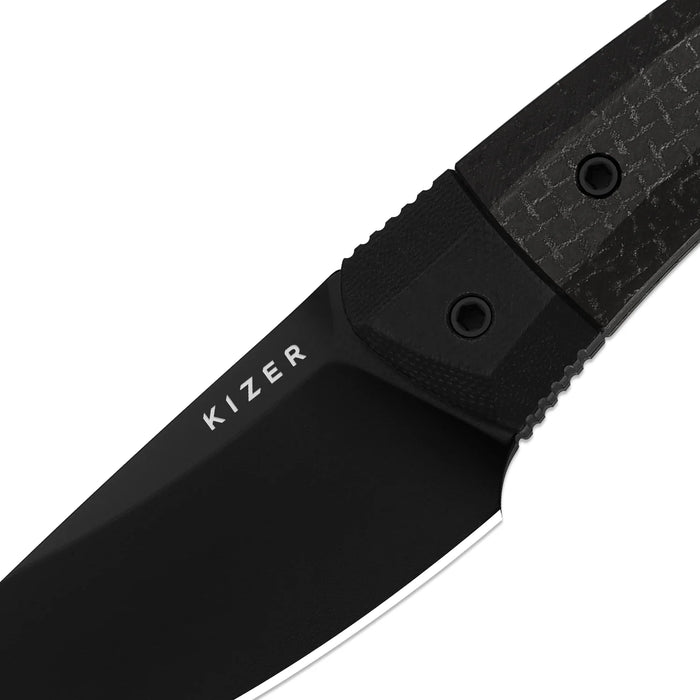 Kizer 1124A4 Momo Fix 3 (AEB-L, Drop Point, Black PVD Coating, Micarta & G10) Fixed Blade Knife