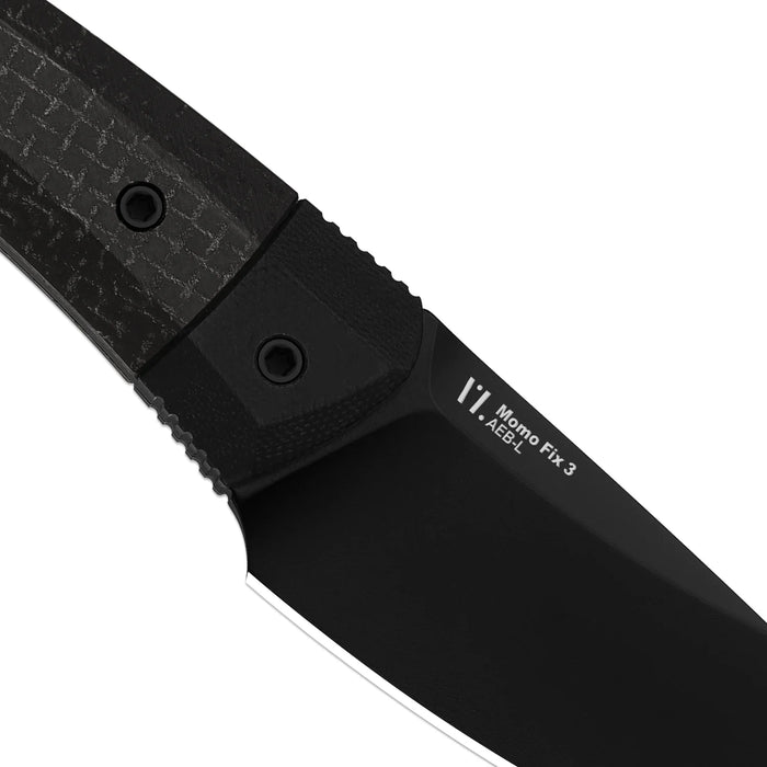 Kizer 1124A4 Momo Fix 3 (AEB-L, Drop Point, Black PVD Coating, Micarta & G10) Fixed Blade Knife