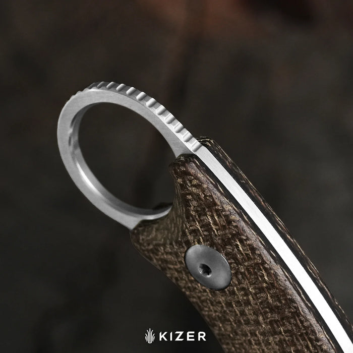 Kizer 1128A2 Cabox II (AEB-L, Drop Point, Satin, Micarta) Fixed Blade Knife