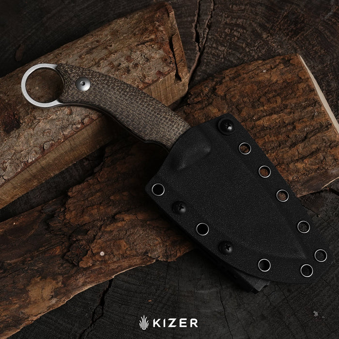 Kizer 1128A2 Cabox II (AEB-L, Drop Point, Satin, Micarta) Fixed Blade Knife