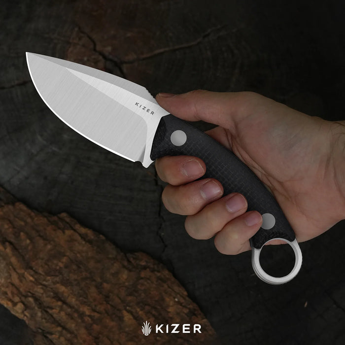 Kizer 1128A2 Cabox II (AEB-L, Drop Point, Satin, Micarta) Fixed Blade Knife