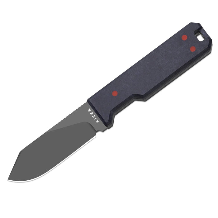 Kizer 1133A1 Abrams (CPM 3V, Spey Point, Matte DLC Ultra, Richlite/Carbon Waves) Fixed Blade Knife