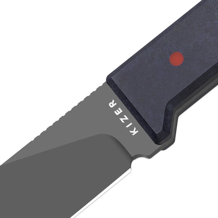 Kizer 1133A1 Abrams (CPM 3V, Spey Point, Matte DLC Ultra, Richlite/Carbon Waves) Fixed Blade Knife