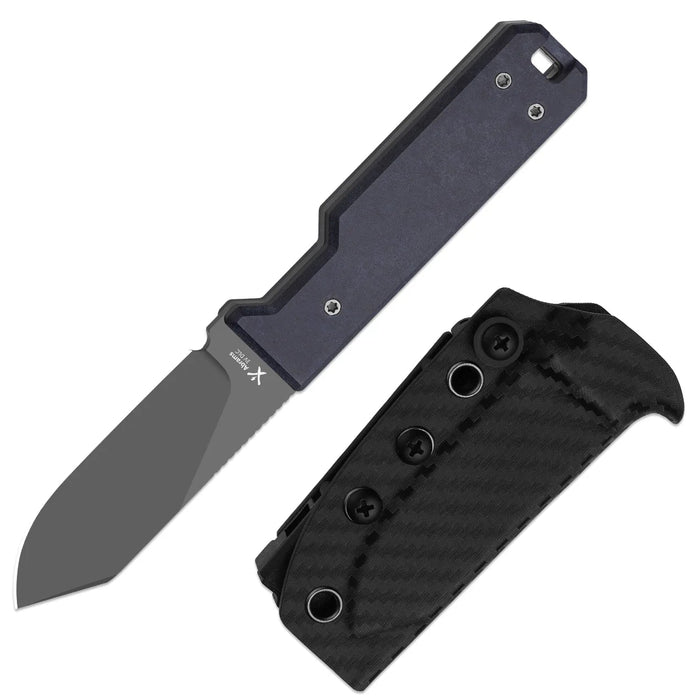 Kizer 1133A1 Abrams (CPM 3V, Spey Point, Matte DLC Ultra, Richlite/Carbon Waves) Fixed Blade Knife