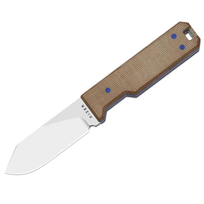 Kizer 1133A2 Abrams (14C28N, Spey Point, Stonewashed, Norplex UltreX Micarta/G10) Fixed Blade Knife