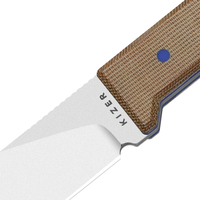 Kizer 1133A2 Abrams (14C28N, Spey Point, Stonewashed, Norplex UltreX Micarta/G10) Fixed Blade Knife