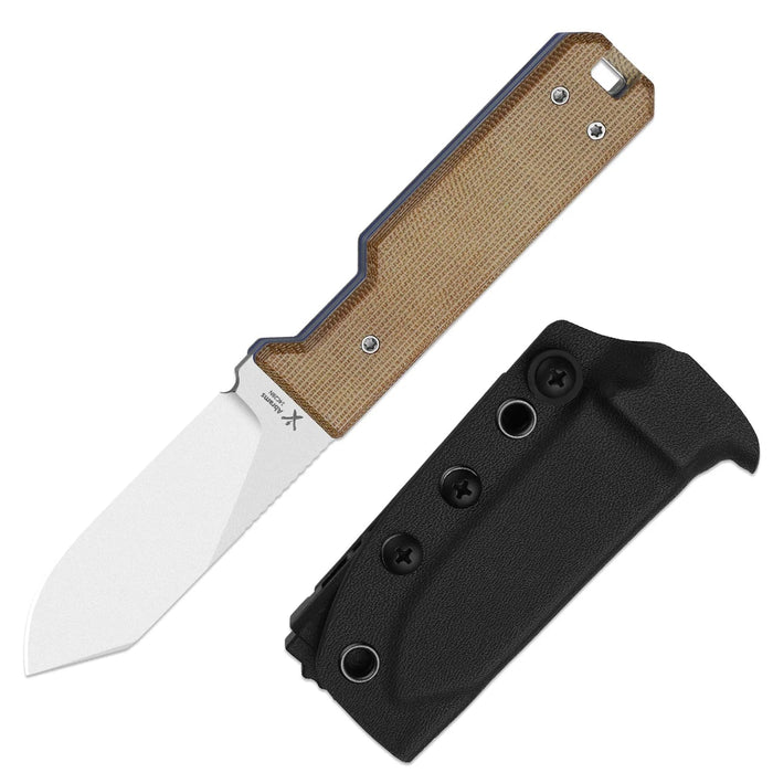 Kizer 1133A2 Abrams (14C28N, Spey Point, Stonewashed, Norplex UltreX Micarta/G10) Fixed Blade Knife