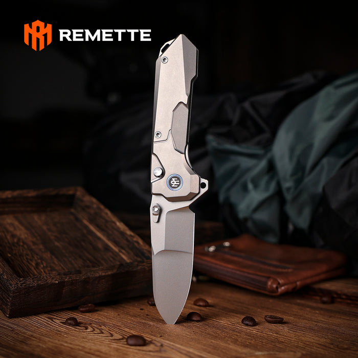 Remette RTCO-TT Cosmic (M390, Drop Point, Bead Blasted, Titanium, Button Liner Lock) Pocket Knife