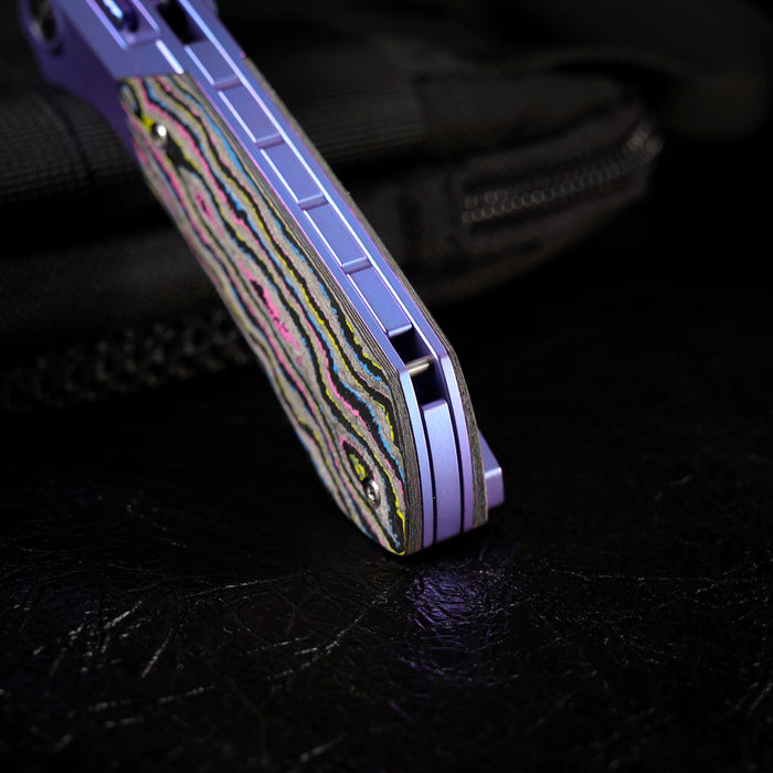 Remette RTPT-UC RT-Meteor (M390, Drop Point, Pearlescent, Titanium & Carbon Fiber, Button Liner Lock) Folding Pocket Knife