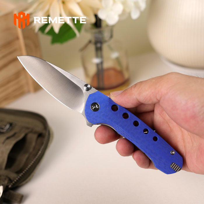 REMETTE RT-BEE-B (14C28N, Sheepsfoot, Satin, G10, Blue) Pocket Knife