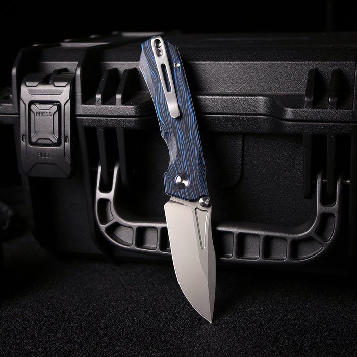 REMETTE RNGC4 RT-Rhino (14C28N, Sandblasted, Drop Point, G10, Blue/Black) Folding Knife