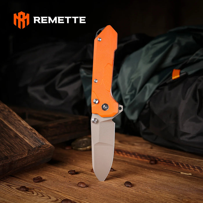 REMETTE RTCO-GO Cosmic (14C28N, Drop Point, Ceramic Sandblasting Effect, G10, Orange) Pocket Knife