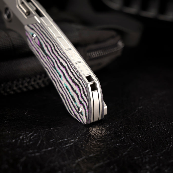 Remette RTPT-JAC RT-Meteor (M390, Drop Point, Pearlescent, Titanium & Carbon Fiber, Button Liner Lock) Folding Pocket Knife