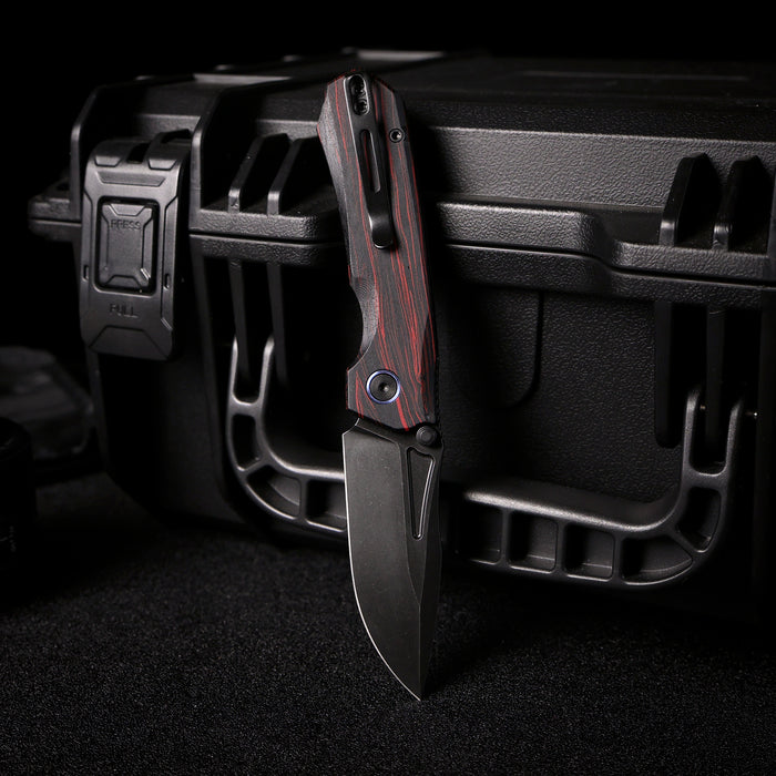 REMETTE RNGC2 RT-Rhino (14C28N, Black, Stonewashed, Drop Point, G10, Red/Black) Folding Knife