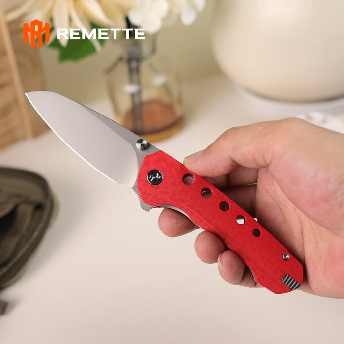 REMETTE RT-BEE-R (14C28N, Sheepsfoot, Sand Blasted, G10, Red) Pocket Knife