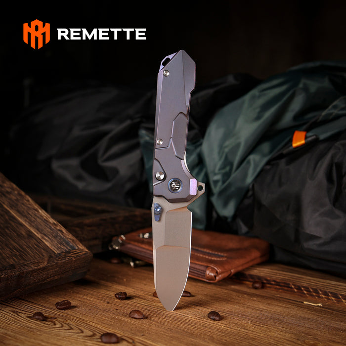 Remette RTCO-TB Cosmic (M390, Drop Point, Bead Blasted, Titanium, Button Liner Lock) Pocket Knife