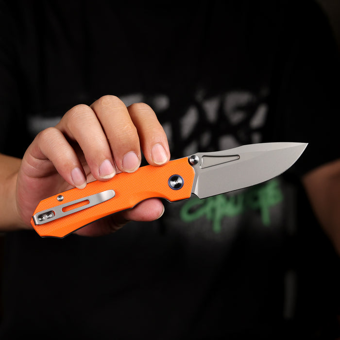 REMETTE RNGD3 RT-Rhino (D2, Bead Blast, Drop Point, G10, Orange) Folding Knife