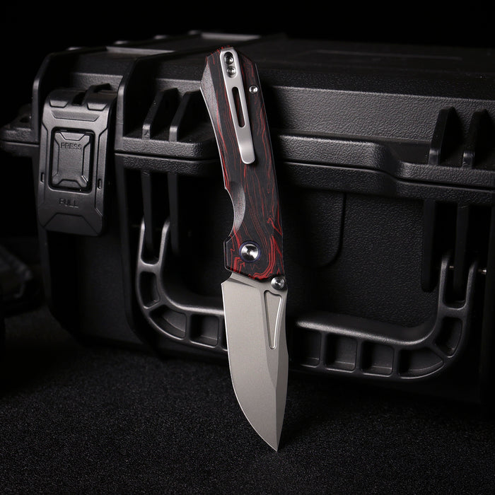REMETTE RNGC5 RT-Rhino (14C28N, Sandblasted, Drop Point, G10, Red/Black) Folding Knife
