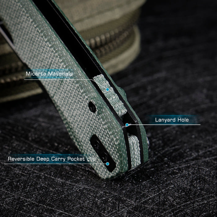 Remette RTCMLE RT-Camel (14C28N, Sheepsfoot, Titanium Plated Stonewashed, Micarta, Button Liner Lock) Folding Pocket Knife