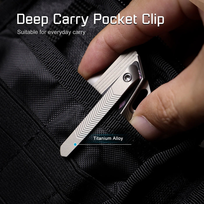 REMETTE ONEA3 RT-ONE (M390, Drop Point, Manual Fine Grinding Pearlescent Surface Effect, Titanium + Carbon Fiber) Folding Knife