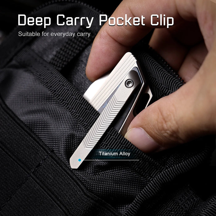 REMETTE ONEA2 RT-ONE (M390, Drop Point, Manual Fine Grinding Pearlescent Surface Effect, Titanium + Carbon Fiber) Folding Knife
