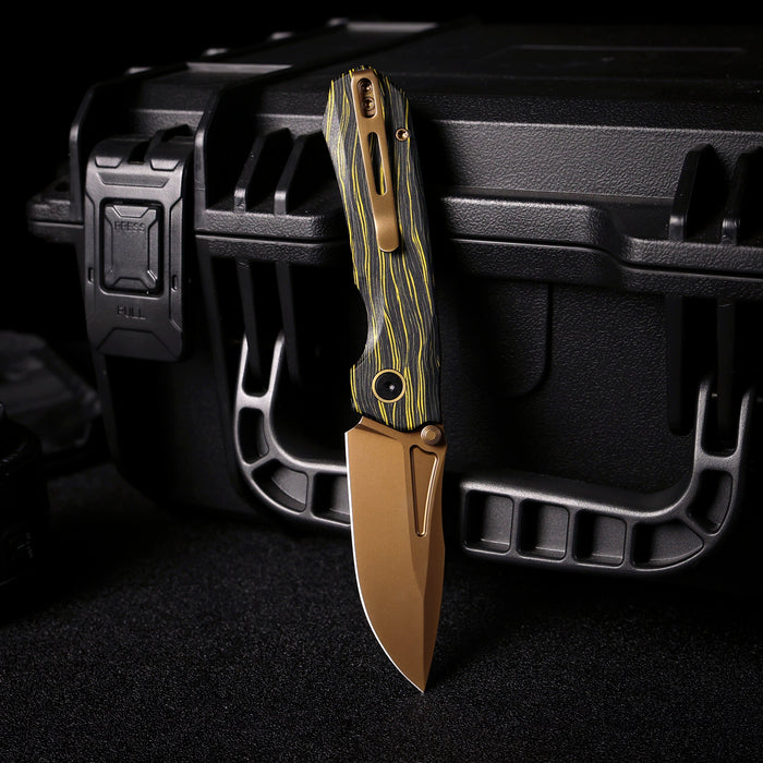 REMETTE RNGC9 RT-Rhino (14C28N, Copper TiNi, Drop Point, G10, Yellow/Black) Folding Knife