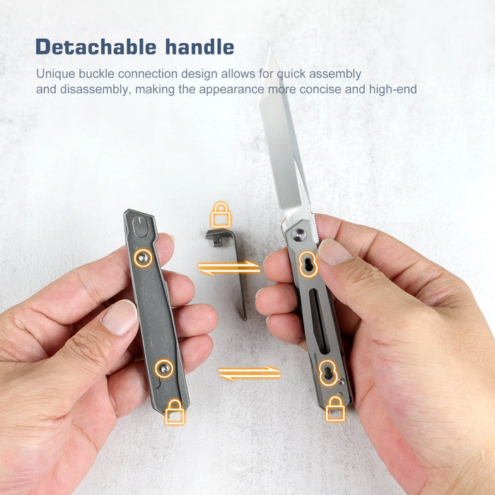 Remette EGA4 RT-ELIGO (M390, Tanto, Pearlescent, Titanium, Liner Lock) Pocket Knife