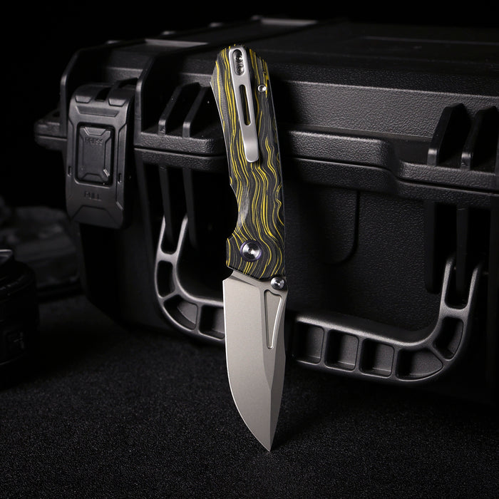 REMETTE RNGC6 RT-Rhino (14C28N, Sandblasted, Drop Point, G10, Yellow/Black) Folding Knife