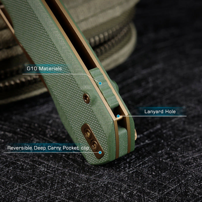Remette RTCMLD RT-Camel (14C28N, Sheepsfoot, Titanium Plated, G10, Button Liner Lock) Folding Pocket Knife
