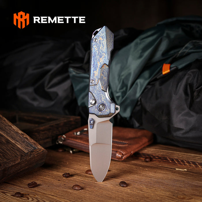 Remette RTCO-TC Cosmic (M390, Drop Point, Bead Blasted, Titanium, Button Liner Lock) Pocket Knife