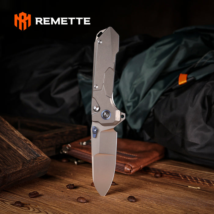 Remette RTCO-TG Cosmic (M390, Drop Point, Bead Blasted, Titanium, Button Liner Lock) Pocket Knife