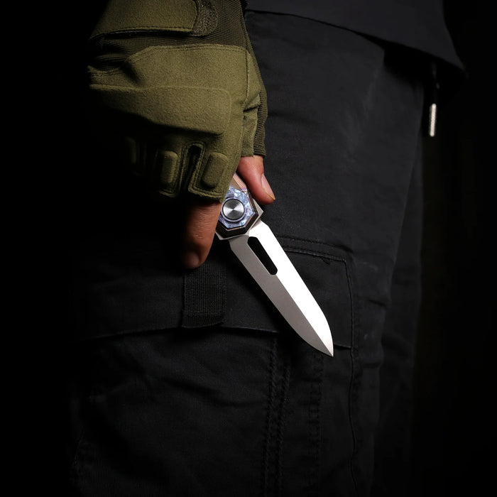 REMETTE RTIP-C RT-Infinite Power (M390, Dagger, Pearlescent, Crystalized Titanium) Pocket Knife