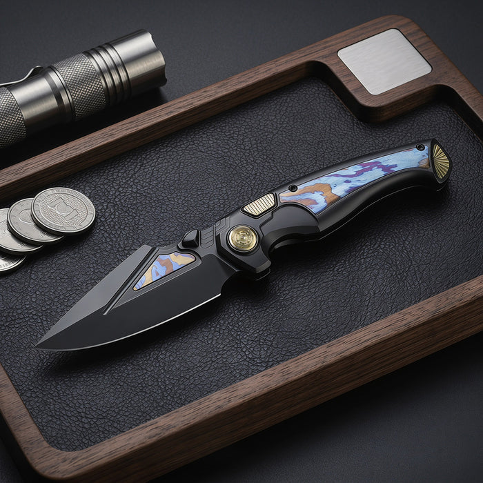 Remette SCPT-B RT-Scepter (M390, Harpoon, DLC, Titanium Timascus, Button Frame Lock) Pocket Knife