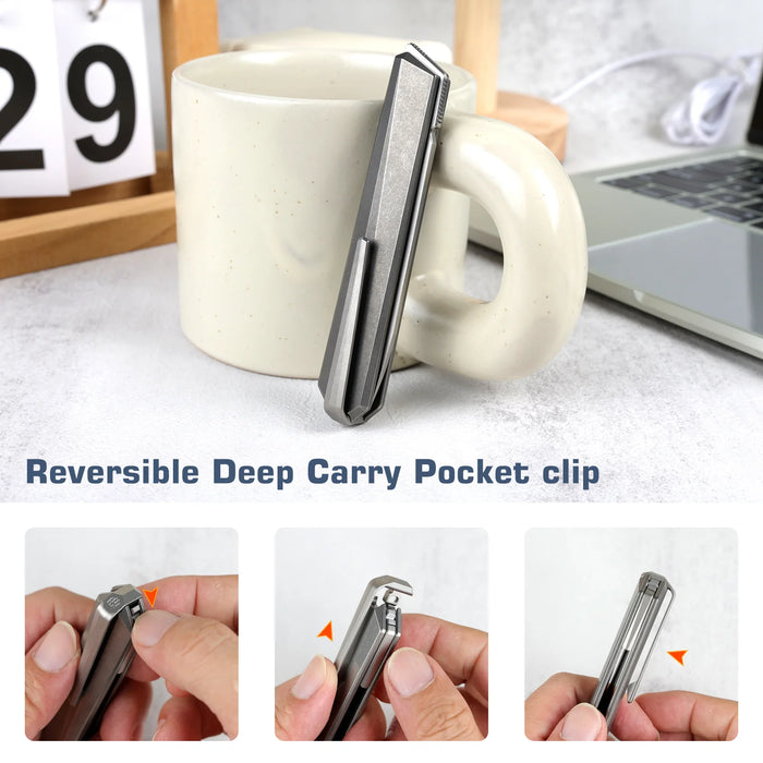 Remette EGA1 RT-ELIGO (M390, Tanto, Pearlescent, Titanium, Liner Lock) Pocket Knife