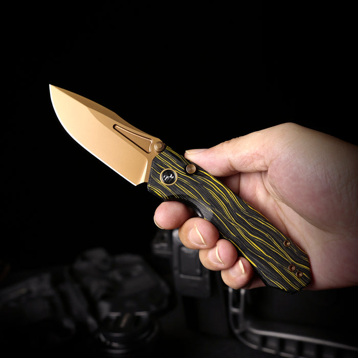REMETTE RNGC9 RT-Rhino (14C28N, Copper TiNi, Drop Point, G10, Yellow/Black) Folding Knife
