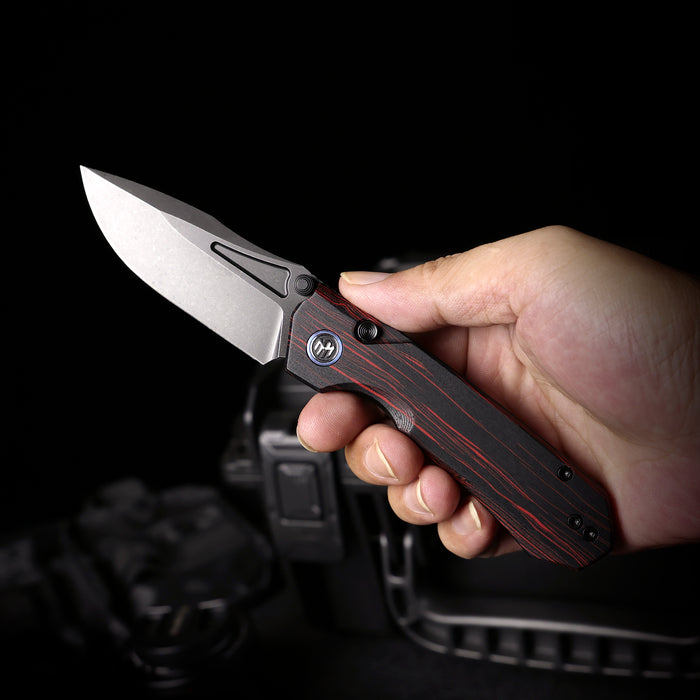 REMETTE RNGC2 RT-Rhino (14C28N, Black, Stonewashed, Drop Point, G10, Red/Black) Folding Knife
