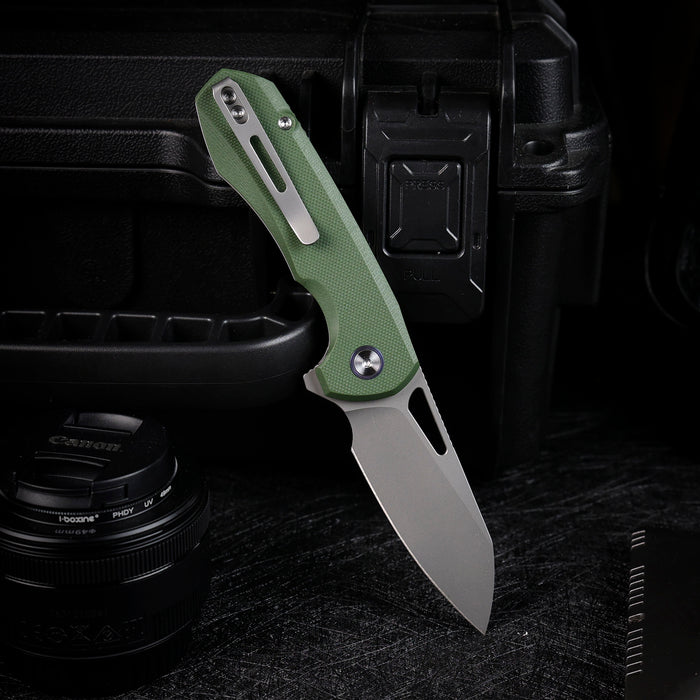 Remette RTCMLB RT-Camel (14C28N, Sheepsfoot, Ceramic Sandblasted, G10, Button Liner Lock) Folding Pocket Knife