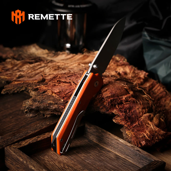 REMETTE RTCO-GO Cosmic (14C28N, Drop Point, Ceramic Sandblasting Effect, G10, Orange) Pocket Knife