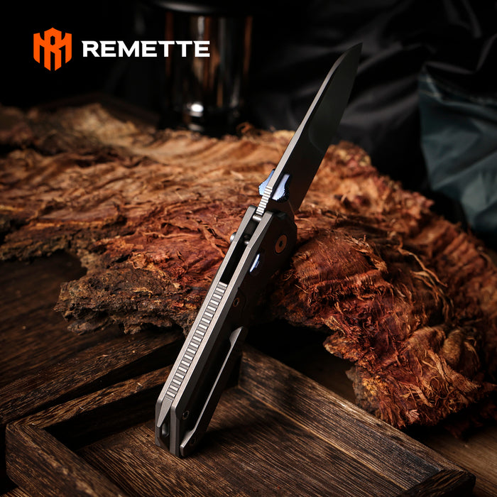 Remette RTCO-TG Cosmic (M390, Drop Point, Bead Blasted, Titanium, Button Liner Lock) Pocket Knife