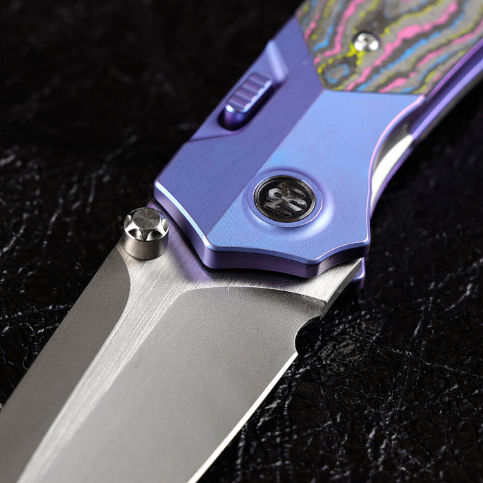 Remette RTPT-UC RT-Meteor (M390, Drop Point, Pearlescent, Titanium & Carbon Fiber, Button Liner Lock) Folding Pocket Knife