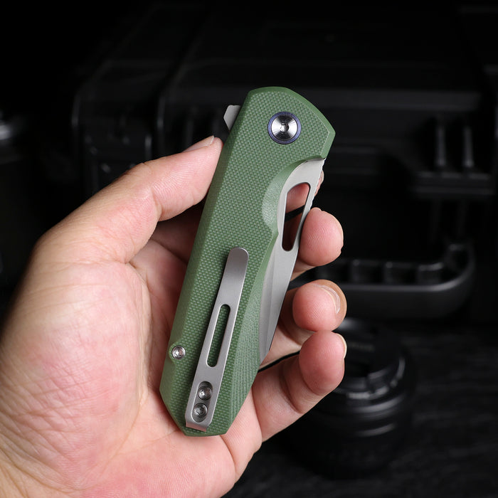 Remette RTCMLB RT-Camel (14C28N, Sheepsfoot, Ceramic Sandblasted, G10, Button Liner Lock) Folding Pocket Knife