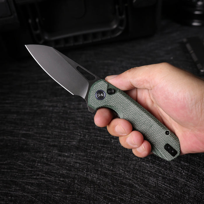 Remette RTCMLE RT-Camel (14C28N, Sheepsfoot, Titanium Plated Stonewashed, Micarta, Button Liner Lock) Folding Pocket Knife