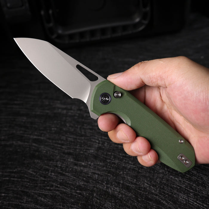 Remette RTCMLB RT-Camel (14C28N, Sheepsfoot, Ceramic Sandblasted, G10, Button Liner Lock) Folding Pocket Knife